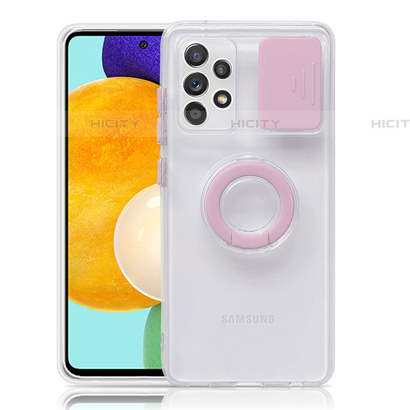 Silikon Hülle Handyhülle Ultradünn Schutzhülle Flexible Tasche Durchsichtig Transparent mit Ständer S01 für Samsung Galaxy A52 5G groß