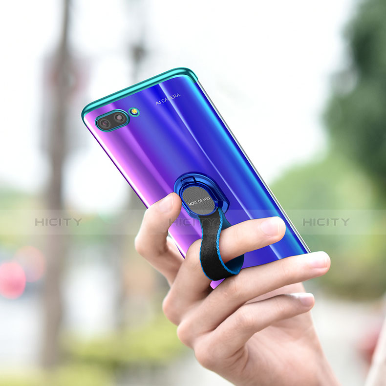 Silikon Hülle Handyhülle Ultradünn Schutzhülle Tasche Durchsichtig Transparent mit Fingerring Ständer für Huawei Honor 10 groß