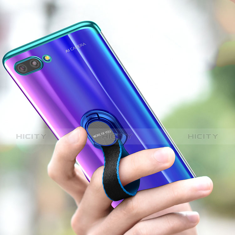 Silikon Hülle Handyhülle Ultradünn Schutzhülle Tasche Durchsichtig Transparent mit Fingerring Ständer für Huawei Honor 10 groß