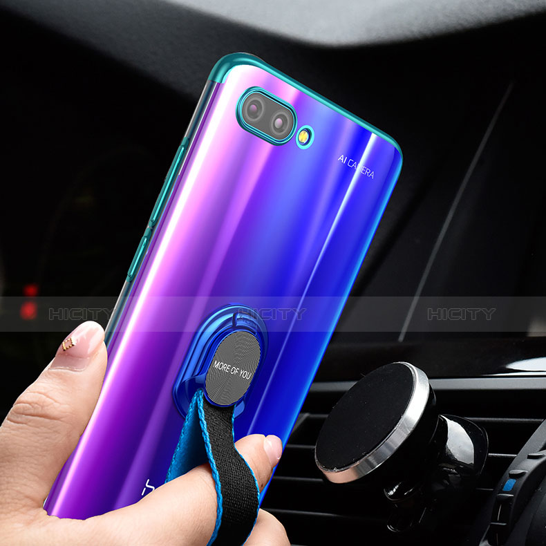 Silikon Hülle Handyhülle Ultradünn Schutzhülle Tasche Durchsichtig Transparent mit Fingerring Ständer für Huawei Honor 10