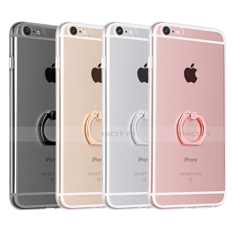 Silikon Hülle Handyhülle Ultradünn Schutzhülle Tasche Durchsichtig Transparent mit Fingerring Ständer S01 für Apple iPhone 6