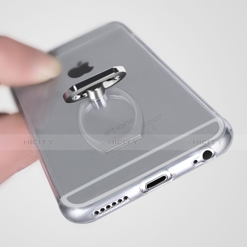 Silikon Hülle Handyhülle Ultradünn Schutzhülle Tasche Durchsichtig Transparent mit Fingerring Ständer S01 für Apple iPhone 6