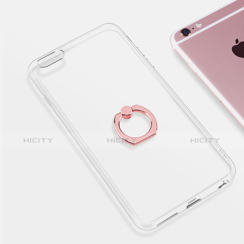 Silikon Hülle Handyhülle Ultradünn Schutzhülle Tasche Durchsichtig Transparent mit Fingerring Ständer S01 für Apple iPhone 6