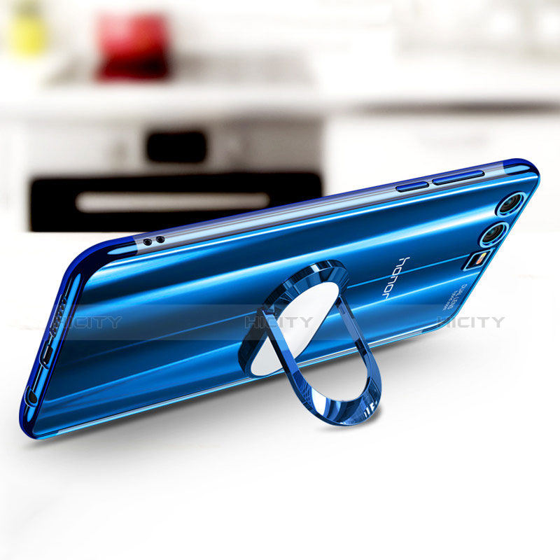 Silikon Hülle Handyhülle Ultradünn Schutzhülle Tasche Durchsichtig Transparent mit Fingerring Ständer S01 für Huawei Honor 9