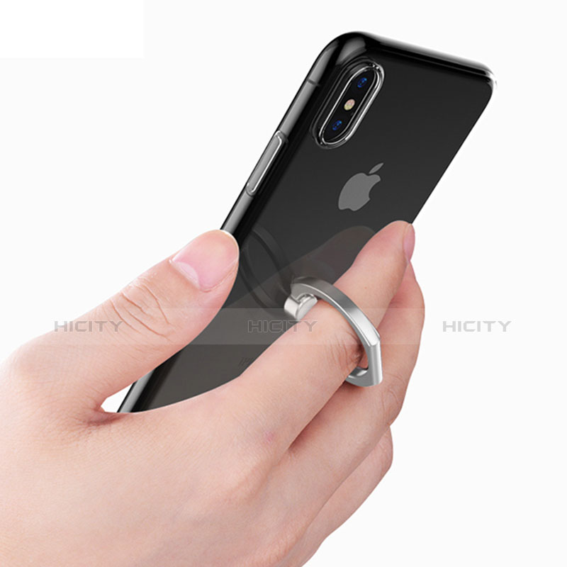 Silikon Hülle Handyhülle Ultradünn Schutzhülle Tasche Durchsichtig Transparent mit Fingerring Ständer V01 für Apple iPhone X