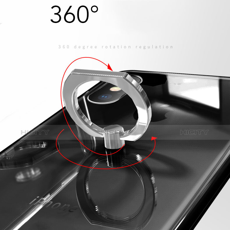 Silikon Hülle Handyhülle Ultradünn Schutzhülle Tasche Durchsichtig Transparent mit Fingerring Ständer V01 für Apple iPhone X