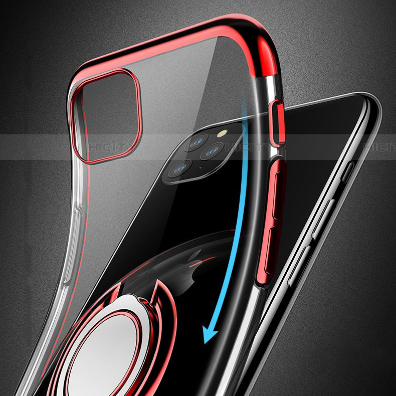 Silikon Hülle Handyhülle Ultradünn Schutzhülle Tasche Durchsichtig Transparent mit Magnetisch Fingerring Ständer C01 für Apple iPhone 11 Pro Max