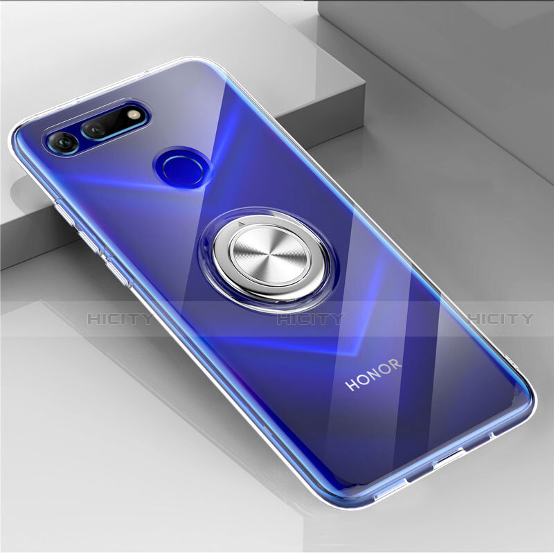 Silikon Hülle Handyhülle Ultradünn Schutzhülle Tasche Durchsichtig Transparent mit Magnetisch Fingerring Ständer C01 für Huawei Honor V20 groß