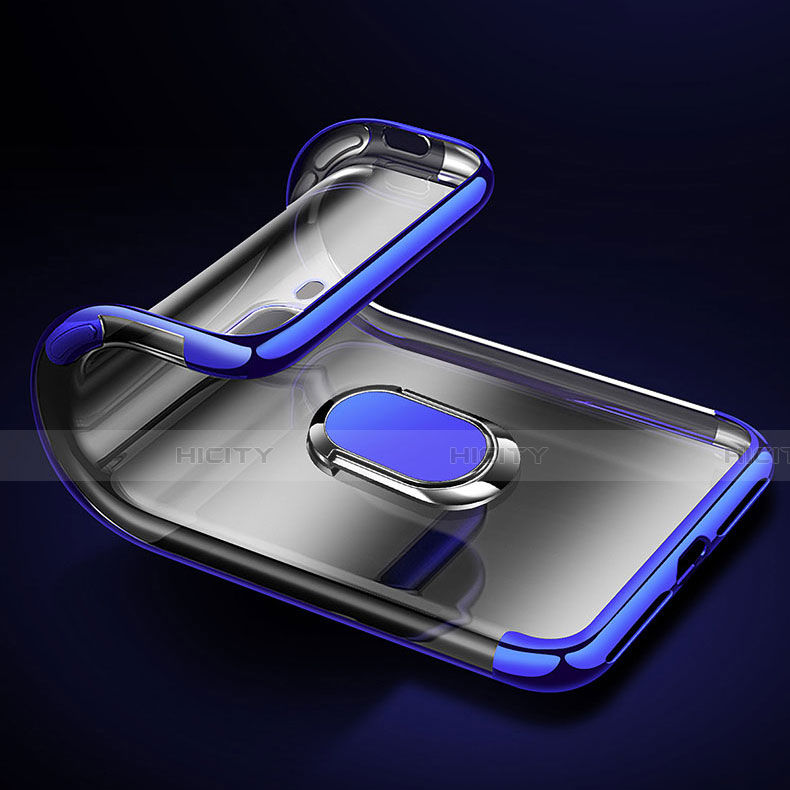Silikon Hülle Handyhülle Ultradünn Schutzhülle Tasche Durchsichtig Transparent mit Magnetisch Fingerring Ständer C01 für Oppo R15X