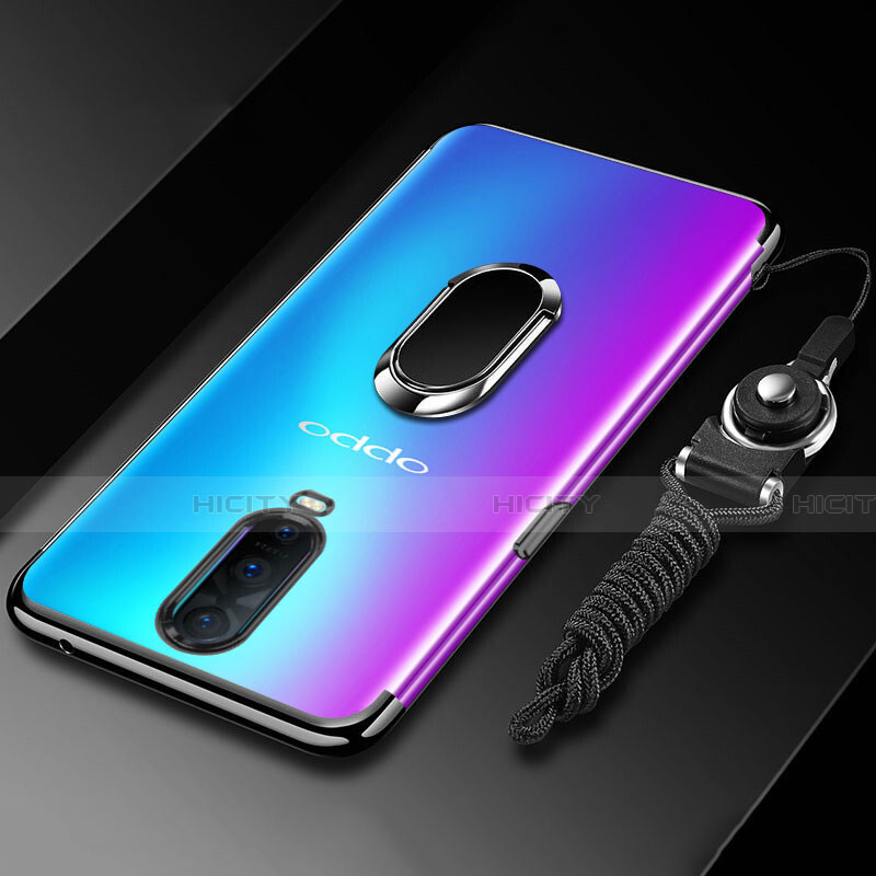 Silikon Hülle Handyhülle Ultradünn Schutzhülle Tasche Durchsichtig Transparent mit Magnetisch Fingerring Ständer C01 für Oppo R17 Pro