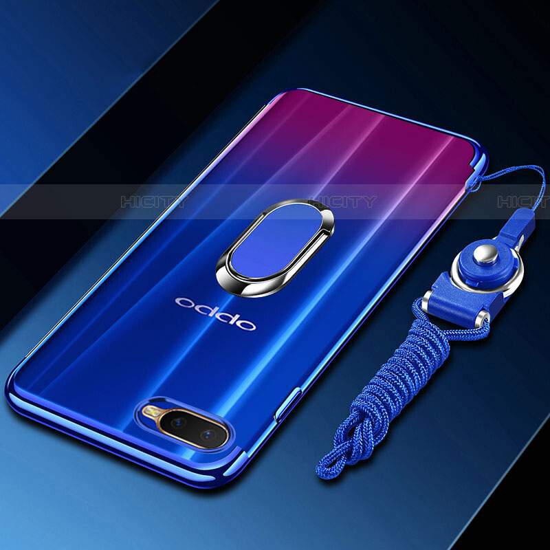 Silikon Hülle Handyhülle Ultradünn Schutzhülle Tasche Durchsichtig Transparent mit Magnetisch Fingerring Ständer C01 für Oppo RX17 Neo