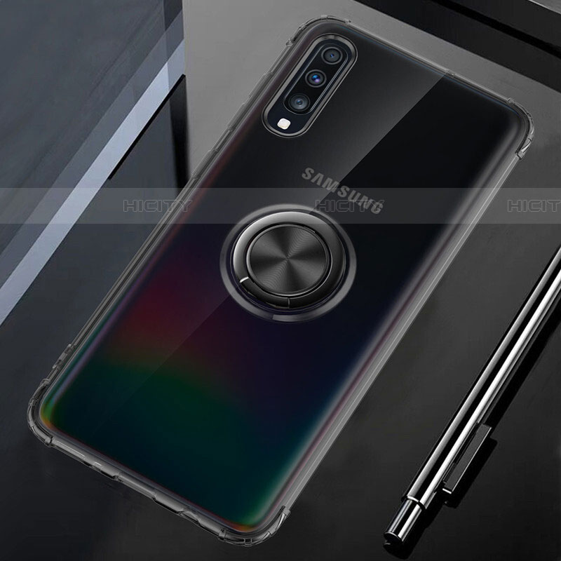 Silikon Hülle Handyhülle Ultradünn Schutzhülle Tasche Durchsichtig Transparent mit Magnetisch Fingerring Ständer C01 für Samsung Galaxy A70