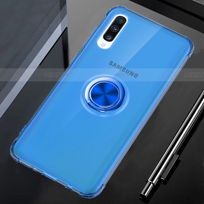 Silikon Hülle Handyhülle Ultradünn Schutzhülle Tasche Durchsichtig Transparent mit Magnetisch Fingerring Ständer C01 für Samsung Galaxy A70