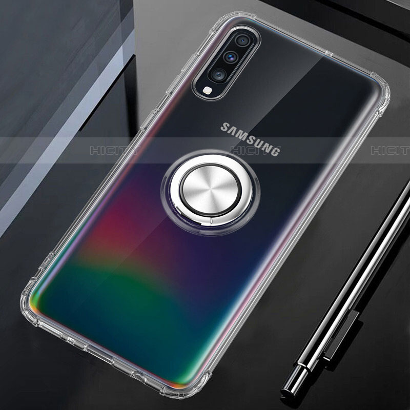 Silikon Hülle Handyhülle Ultradünn Schutzhülle Tasche Durchsichtig Transparent mit Magnetisch Fingerring Ständer C01 für Samsung Galaxy A90 5G