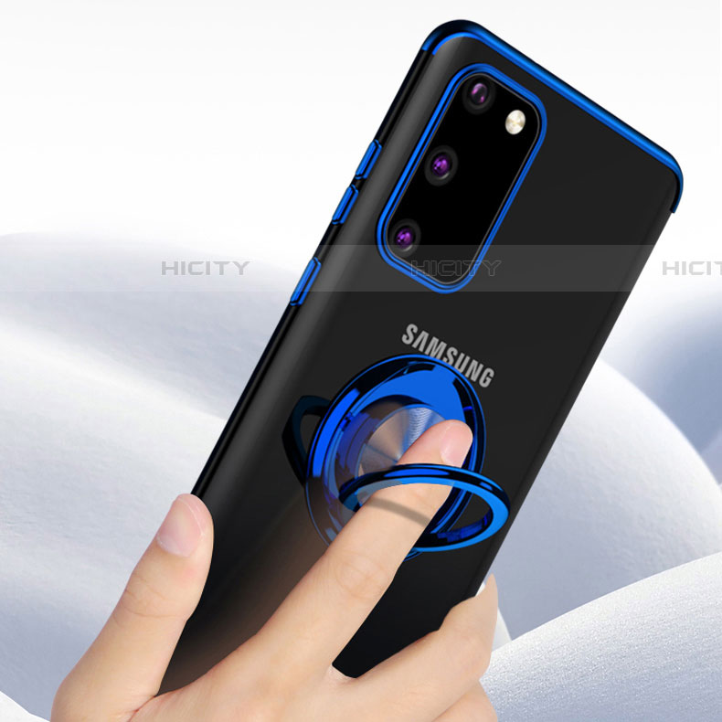 Silikon Hülle Handyhülle Ultradünn Schutzhülle Tasche Durchsichtig Transparent mit Magnetisch Fingerring Ständer C01 für Samsung Galaxy S20 groß