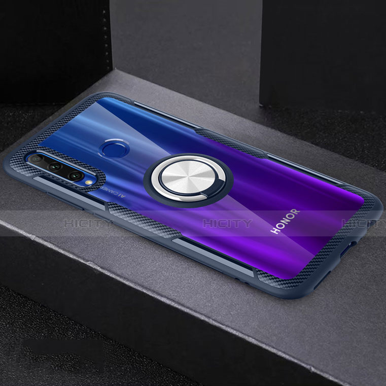 Silikon Hülle Handyhülle Ultradünn Schutzhülle Tasche Durchsichtig Transparent mit Magnetisch Fingerring Ständer C02 für Huawei Honor 10i