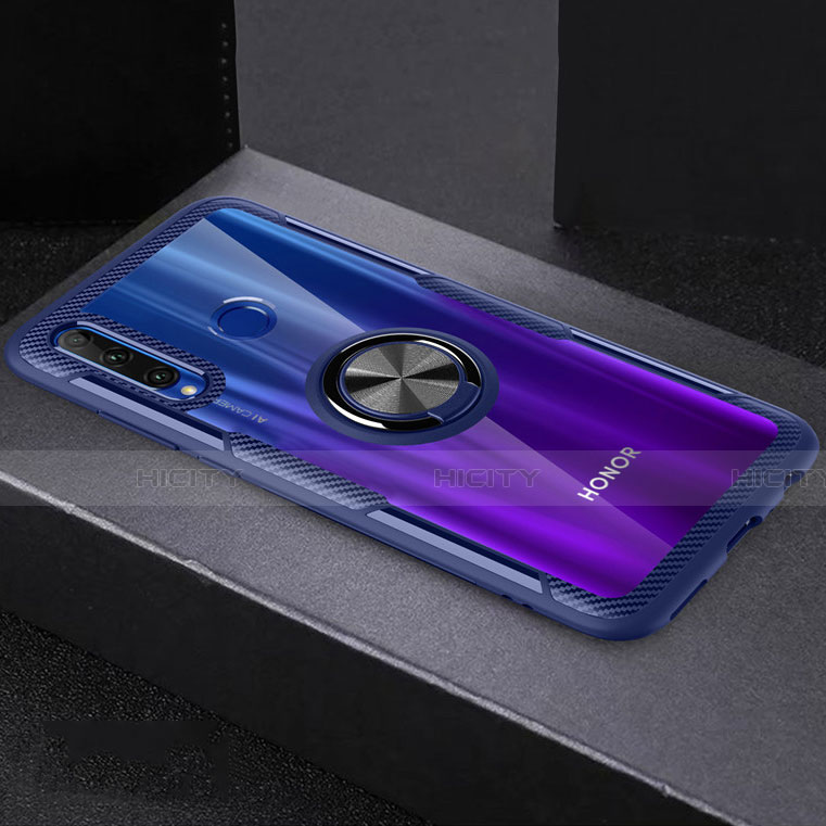 Silikon Hülle Handyhülle Ultradünn Schutzhülle Tasche Durchsichtig Transparent mit Magnetisch Fingerring Ständer C02 für Huawei Honor 10i