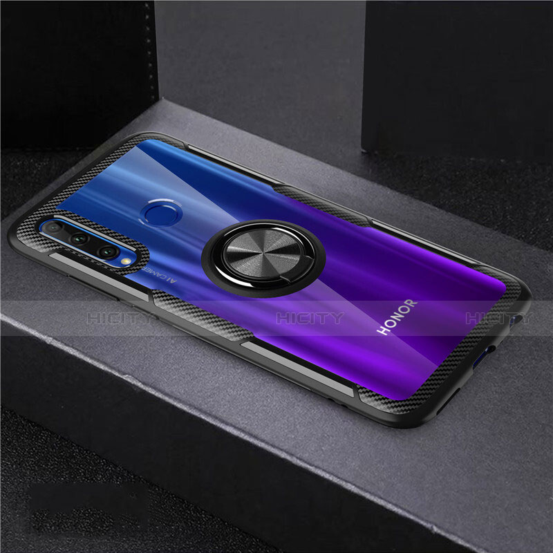 Silikon Hülle Handyhülle Ultradünn Schutzhülle Tasche Durchsichtig Transparent mit Magnetisch Fingerring Ständer C02 für Huawei Honor 10i