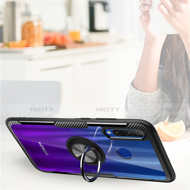 Silikon Hülle Handyhülle Ultradünn Schutzhülle Tasche Durchsichtig Transparent mit Magnetisch Fingerring Ständer C02 für Huawei Honor 10i