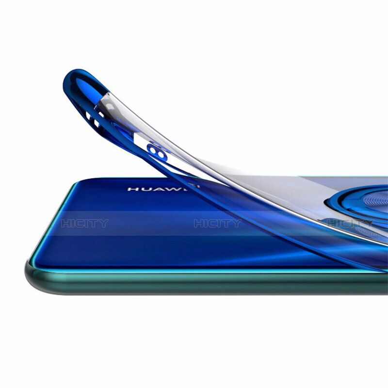 Silikon Hülle Handyhülle Ultradünn Schutzhülle Tasche Durchsichtig Transparent mit Magnetisch Fingerring Ständer C02 für Huawei P30 Pro