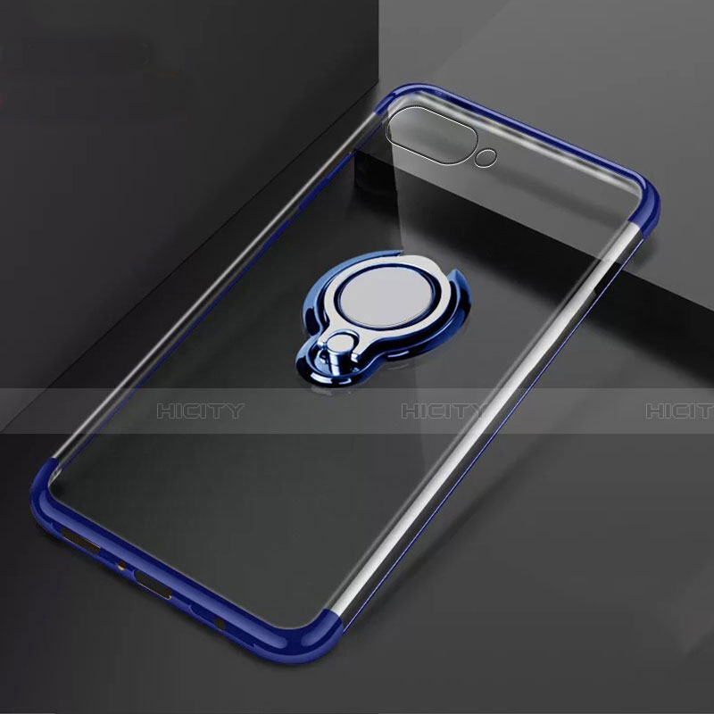 Silikon Hülle Handyhülle Ultradünn Schutzhülle Tasche Durchsichtig Transparent mit Magnetisch Fingerring Ständer C02 für Oppo K1