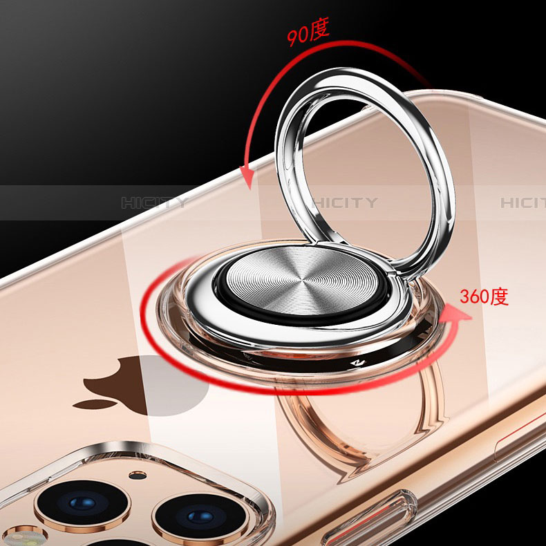 Silikon Hülle Handyhülle Ultradünn Schutzhülle Tasche Durchsichtig Transparent mit Magnetisch Fingerring Ständer C03 für Apple iPhone 11 Pro Max