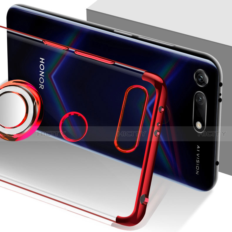 Silikon Hülle Handyhülle Ultradünn Schutzhülle Tasche Durchsichtig Transparent mit Magnetisch Fingerring Ständer C03 für Huawei Honor View 20