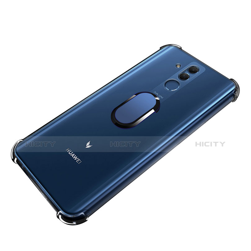 Silikon Hülle Handyhülle Ultradünn Schutzhülle Tasche Durchsichtig Transparent mit Magnetisch Fingerring Ständer S01 für Huawei Mate 20 Lite