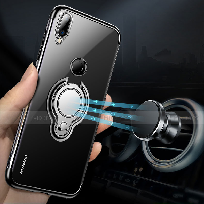 Silikon Hülle Handyhülle Ultradünn Schutzhülle Tasche Durchsichtig Transparent mit Magnetisch Fingerring Ständer S01 für Huawei Nova 3e groß