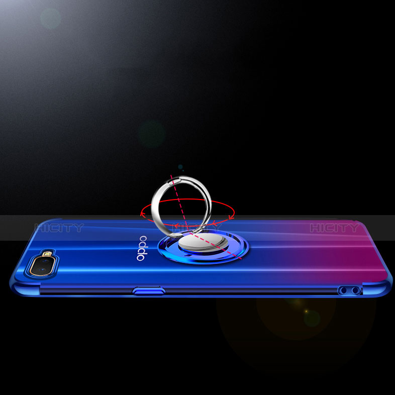 Silikon Hülle Handyhülle Ultradünn Schutzhülle Tasche Durchsichtig Transparent mit Magnetisch Fingerring Ständer S01 für Oppo K1 groß