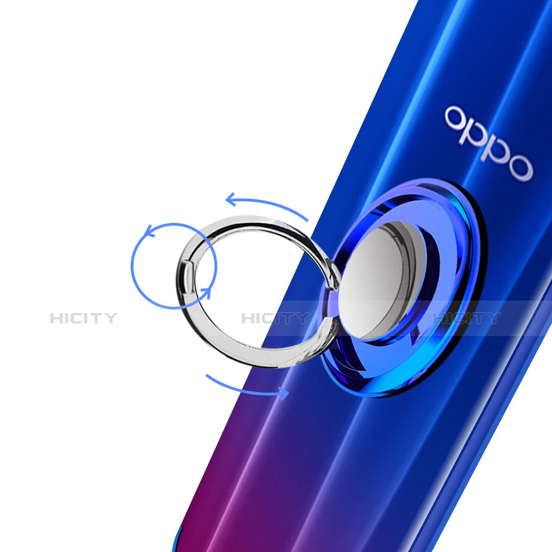 Silikon Hülle Handyhülle Ultradünn Schutzhülle Tasche Durchsichtig Transparent mit Magnetisch Fingerring Ständer S01 für Oppo K1 groß