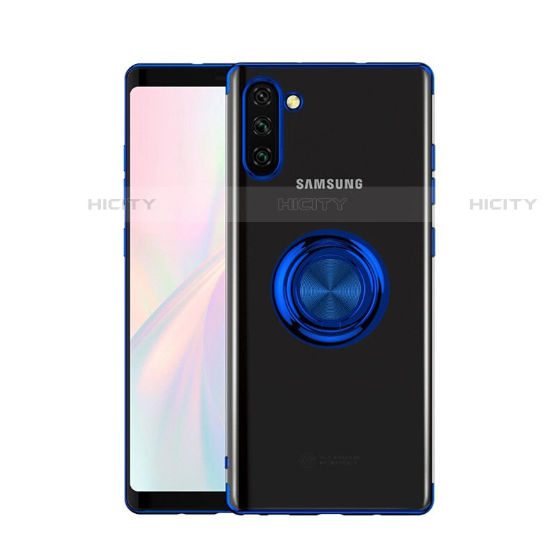 Silikon Hülle Handyhülle Ultradünn Schutzhülle Tasche Durchsichtig Transparent mit Magnetisch Fingerring Ständer S01 für Samsung Galaxy Note 10