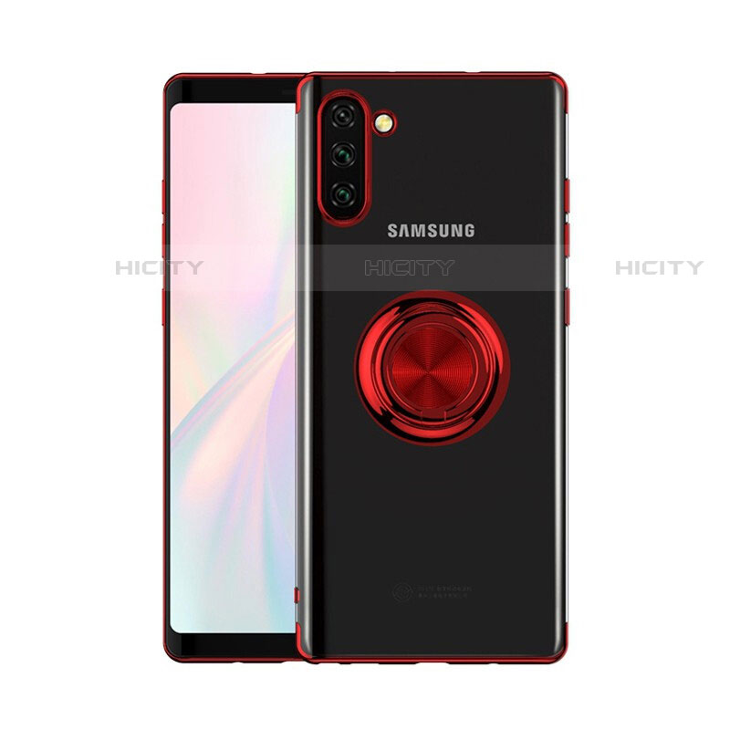 Silikon Hülle Handyhülle Ultradünn Schutzhülle Tasche Durchsichtig Transparent mit Magnetisch Fingerring Ständer S01 für Samsung Galaxy Note 10 5G groß