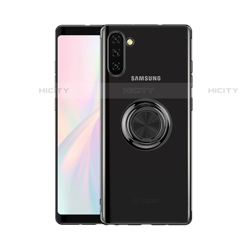 Silikon Hülle Handyhülle Ultradünn Schutzhülle Tasche Durchsichtig Transparent mit Magnetisch Fingerring Ständer S01 für Samsung Galaxy Note 10 5G groß