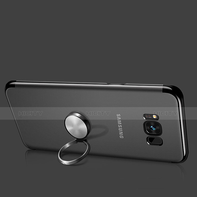 Silikon Hülle Handyhülle Ultradünn Schutzhülle Tasche Durchsichtig Transparent mit Magnetisch Fingerring Ständer S01 für Samsung Galaxy S8