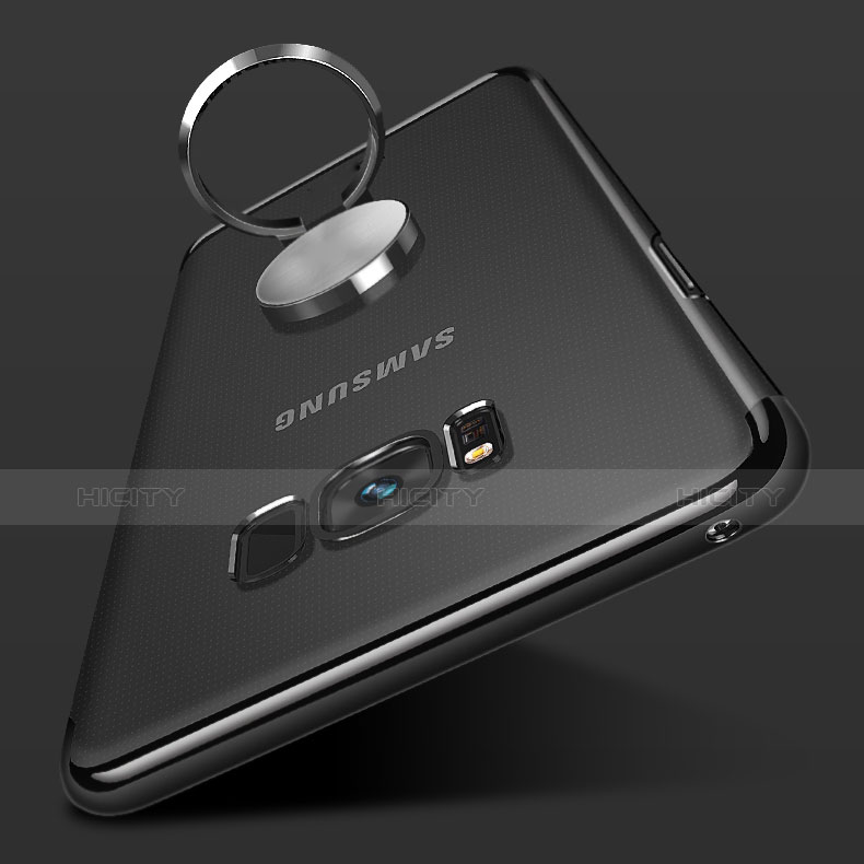 Silikon Hülle Handyhülle Ultradünn Schutzhülle Tasche Durchsichtig Transparent mit Magnetisch Fingerring Ständer S01 für Samsung Galaxy S8