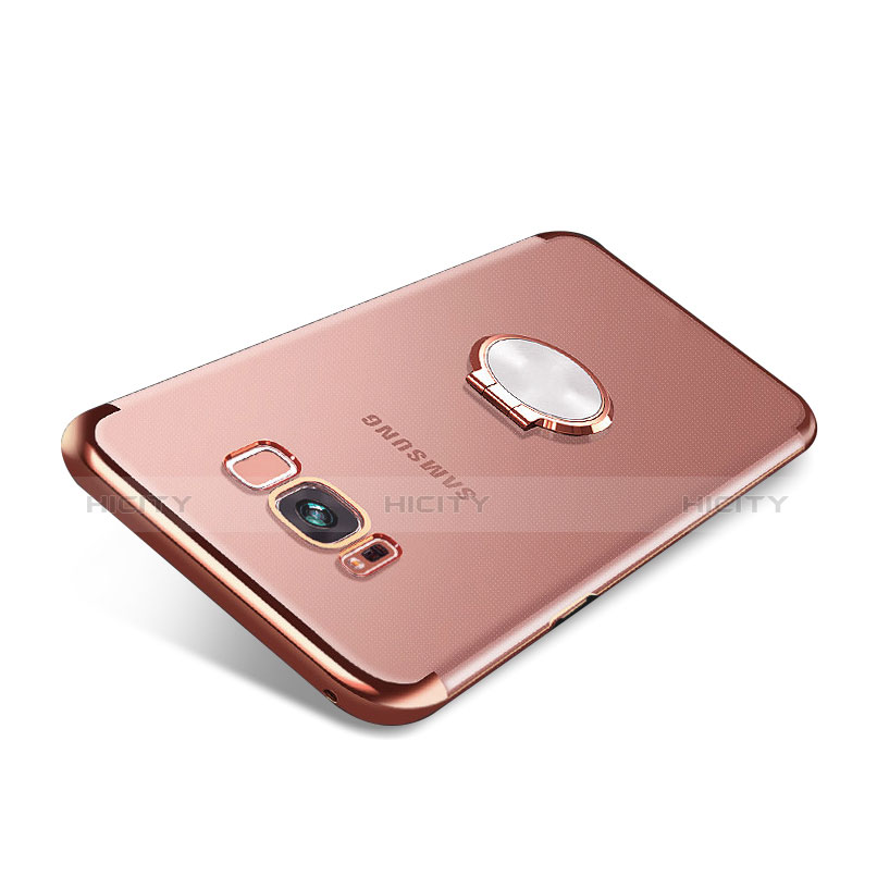 Silikon Hülle Handyhülle Ultradünn Schutzhülle Tasche Durchsichtig Transparent mit Magnetisch Fingerring Ständer S01 für Samsung Galaxy S8 Plus Rosegold