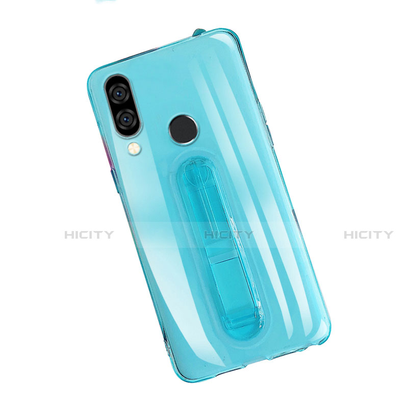 Silikon Hülle Handyhülle Ultradünn Schutzhülle Tasche Durchsichtig Transparent mit Ständer S01 für Huawei Nova 3e Blau