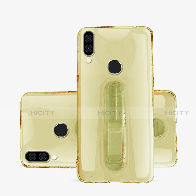 Silikon Hülle Handyhülle Ultradünn Schutzhülle Tasche Durchsichtig Transparent mit Ständer S01 für Huawei Nova 3e Gold Plus