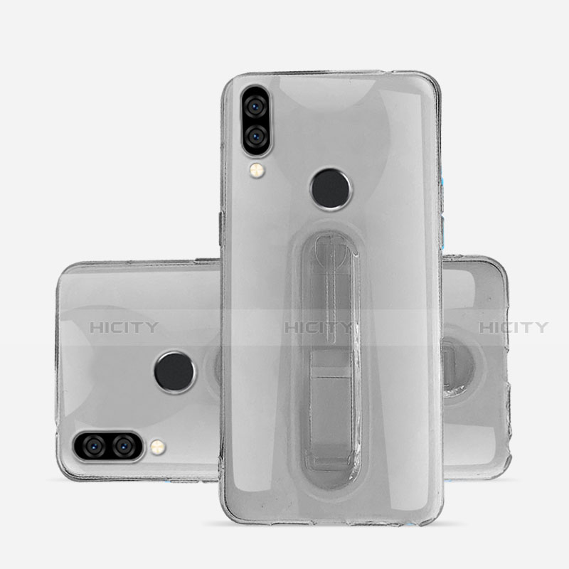 Silikon Hülle Handyhülle Ultradünn Schutzhülle Tasche Durchsichtig Transparent mit Ständer S01 für Huawei Nova 3e Grau