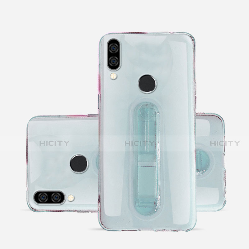 Silikon Hülle Handyhülle Ultradünn Schutzhülle Tasche Durchsichtig Transparent mit Ständer S01 für Huawei P20 Lite Rosa