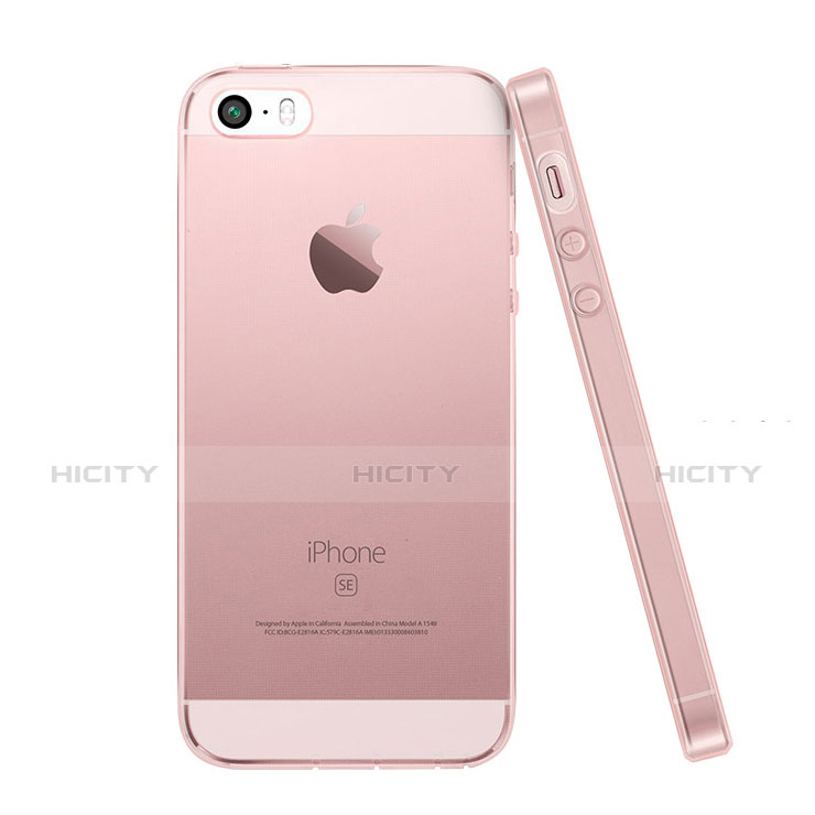 Silikon Hülle Handyhülle Ultradünn Tasche Durchsichtig Transparent für Apple iPhone SE Rosa