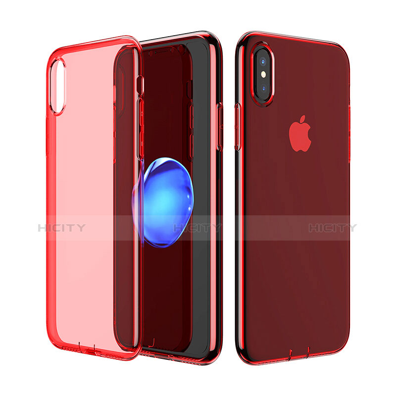 Silikon Hülle Handyhülle Ultradünn Tasche Durchsichtig Transparent für Apple iPhone X Rot Plus