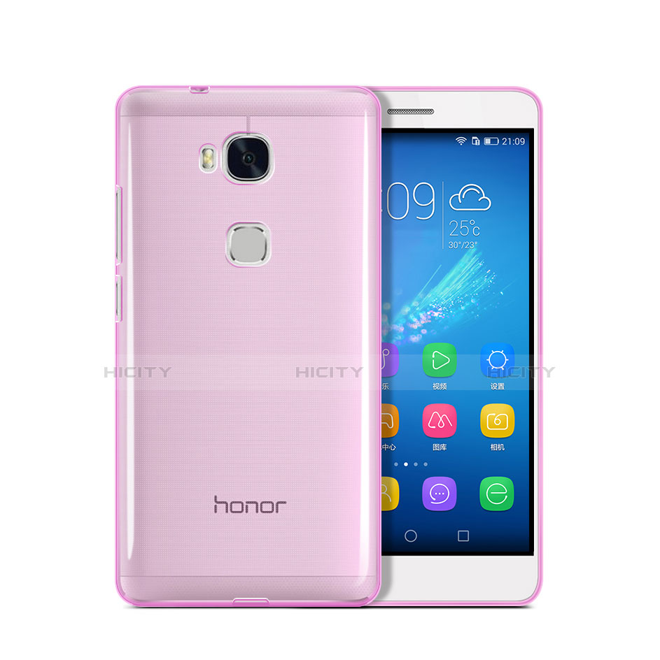 Silikon Hülle Handyhülle Ultradünn Tasche Durchsichtig Transparent für Huawei Honor 5X Rosa