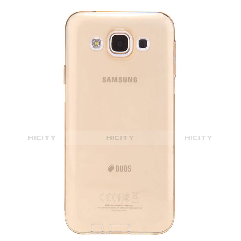 Silikon Hülle Handyhülle Ultradünn Tasche Durchsichtig Transparent für Samsung Galaxy E5 SM-E500F E500H Gold