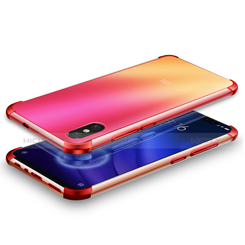 Silikon Hülle Handyhülle Ultradünn Tasche Durchsichtig Transparent für Xiaomi Mi 8 Screen Fingerprint Edition Rot