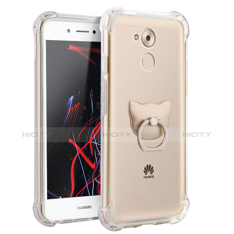 Silikon Hülle Handyhülle Ultradünn Tasche Durchsichtig Transparent mit Fingerring Ständer für Huawei Honor 6C Klar