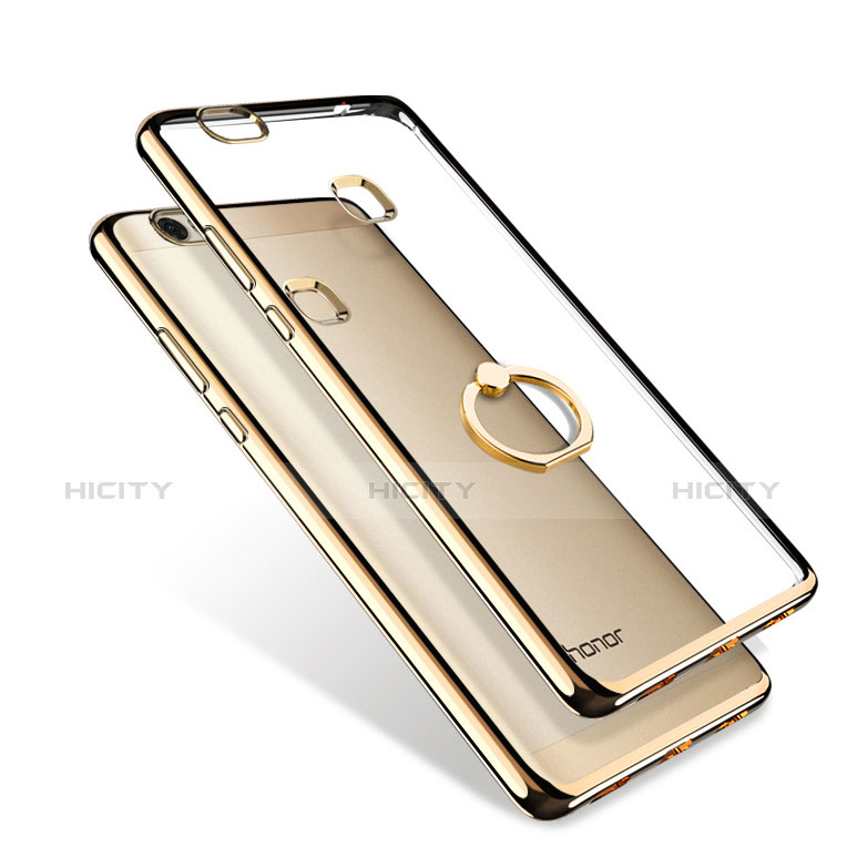 Silikon Hülle Handyhülle Ultradünn Tasche Durchsichtig Transparent mit Fingerring Ständer für Huawei Honor Note 8 Gold