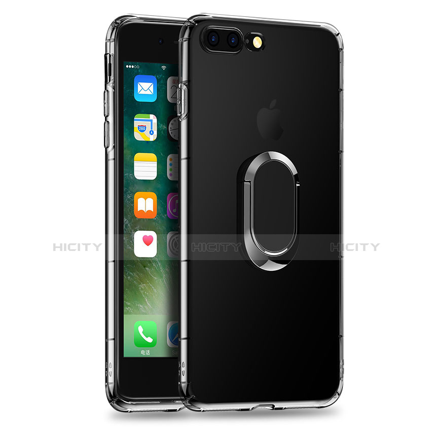 Silikon Hülle Handyhülle Ultradünn Tasche Durchsichtig Transparent mit Fingerring Ständer T01 für Apple iPhone 7 Plus Klar