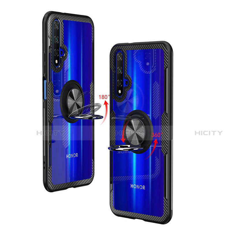 Silikon Hülle Handyhülle Ultradünn Tasche Durchsichtig Transparent mit Fingerring Ständer T01 für Huawei Nova 5T Blau